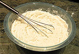 flour, salt, and baking soda whisked